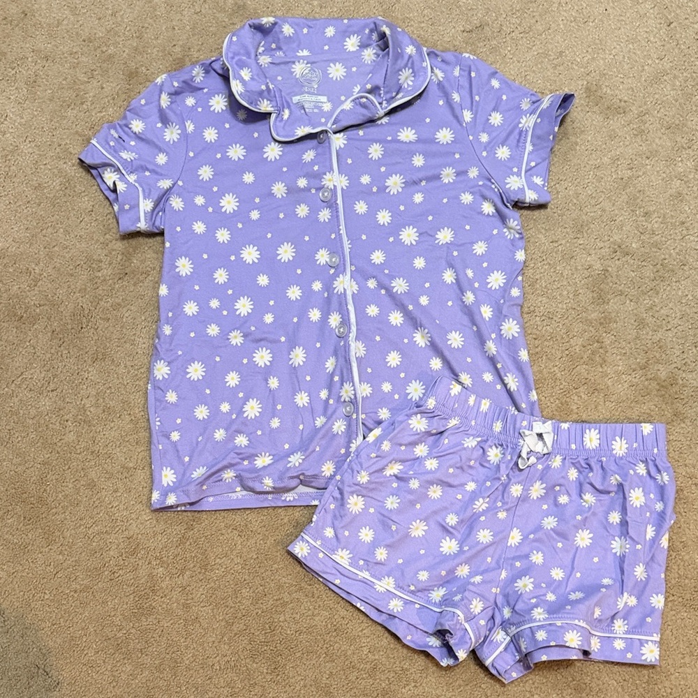 Purple Floral Pajama Set